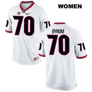 Women's Georgia Bulldogs NCAA #70 Aulden Bynum Nike Stitched White Authentic College Football Jersey HAU5654XW